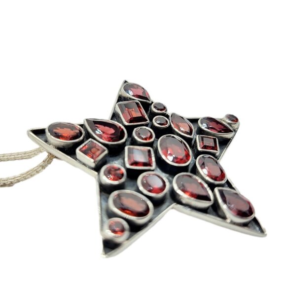 Nicky Butler Vintage Garnet gemstone Star Pendant Brooch .925 Sterling Silver - Picture 6 of 15